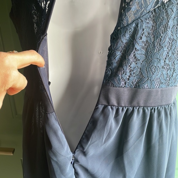 Navy Lace Chiffon Style Maxi dress size XL - Picture 9 of 10